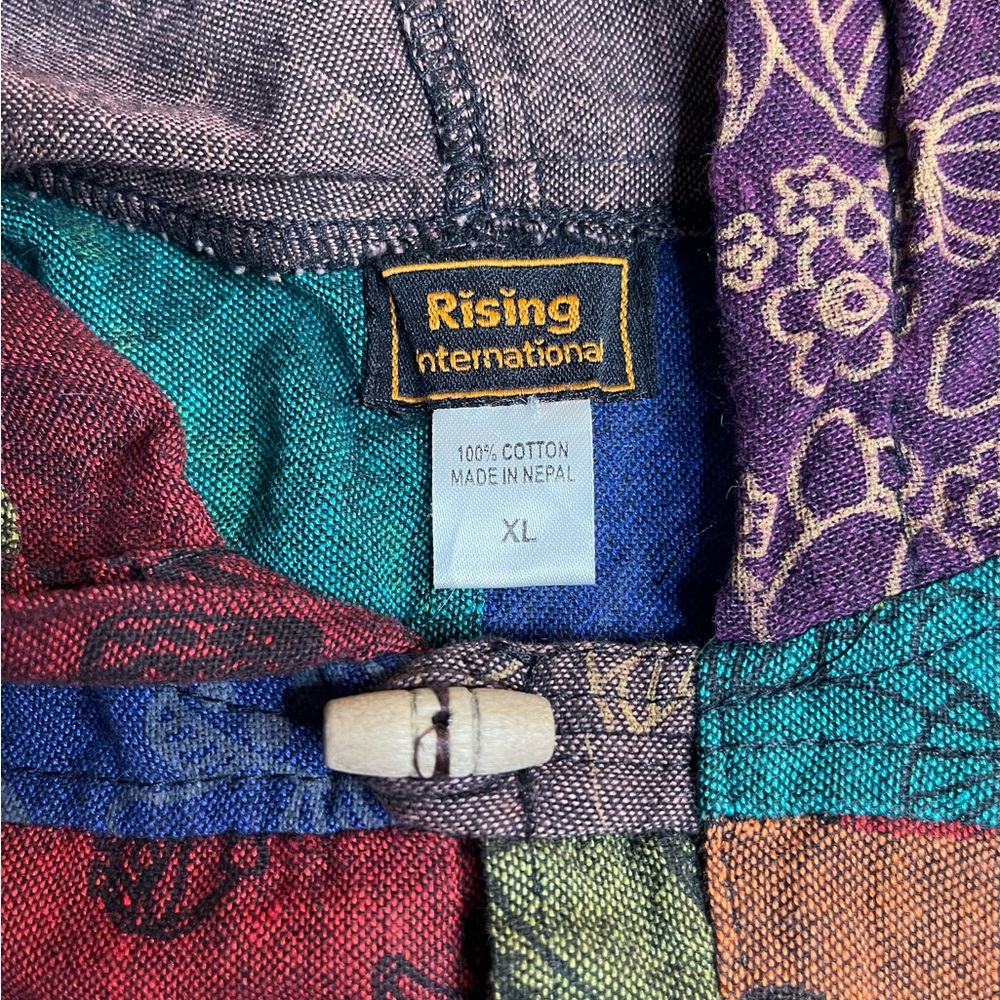 Rising International Hoodie Colorful Mushrooms Sz M Pullover‎ Hippie Bohemian - Picture 3 of 8